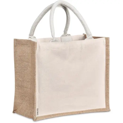 Okiyo Chinsai Midi Jute & Cotton Tote Side